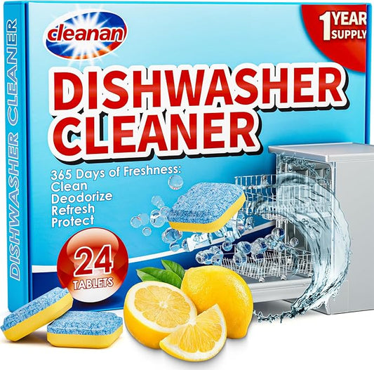 Dishwasher Cleaner Tablets - 24 Pack Powerful Descaling and Refreshing Pods, Deep Cleaning for Dish Washer Machine, Heavy Duty for Sparkling Clean - Yearly Supply.