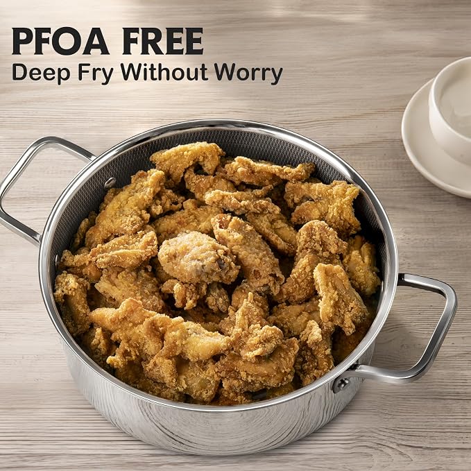 Saute Pan Set,Hybrid Non Stick 5 Quart Everyday Braiser pan,10 inch skillet,8 inch skillet,Chicken Fryer, PFOA Free Cookware,Deep Frying Pans with Lid,Dishwasher and Oven Safe,Works on All Cooktops