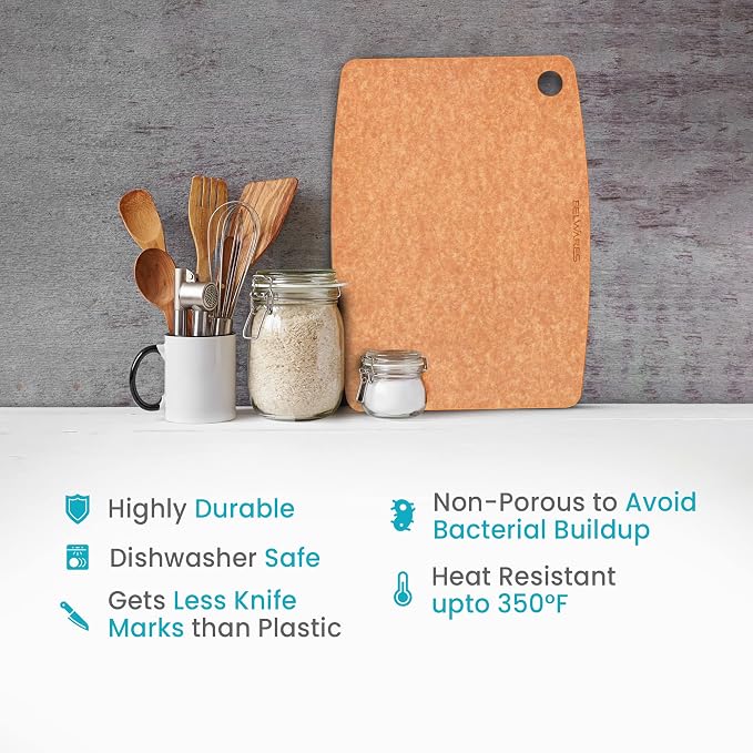 Dishwasher Safe Cutting Board - Extra Large Non Plastic Wood Composite Cutting Board for Kitchen, Thin Lightweight Wood Fiber Chopping Board, Heat Resistant up to 350°F, Knife Friendly, 18 x 12 Inch