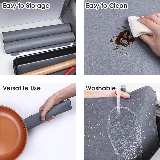 Kamehame Silicone Placemats, Placemats for Dining Table Set of 2 Non Slip Heat Resistant Table Mats 17.5 x 11.4 inch with Raised Edges