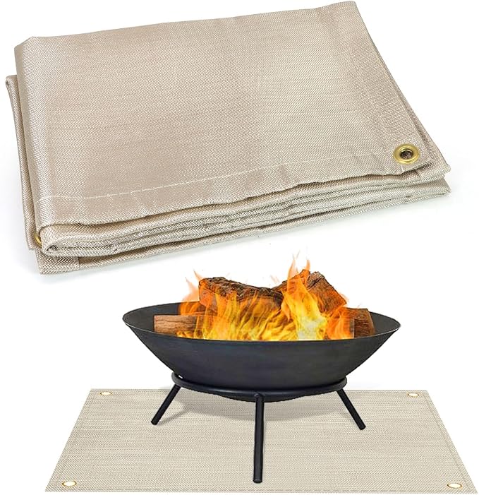Fire Pit Mat for Deck Fireproof 36.6x39.4in Under Grill Mats for Outdoor Grill Deck Protector Heat Resistant Wood Stove Mat for Patio, Lawn, Tent Stoves