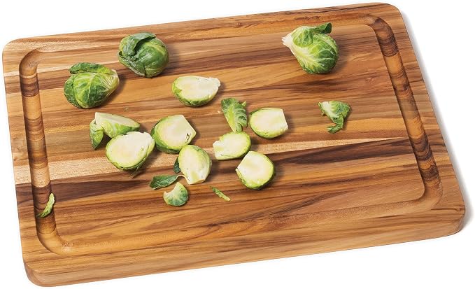 Lipper International 7215 Teak Wood Edge Grain Kitchen Cutting and Serving Board, Small, 12" x 9" x 5/8"
