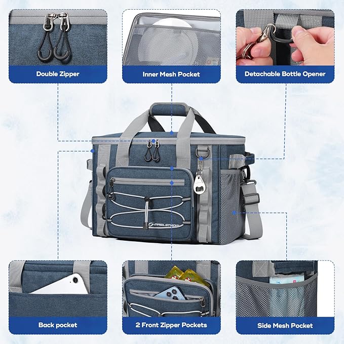 Maelstrom 30/40 Can Soft Cooler Bag, Leakproof Insulated Ice Chest | 24h Cold (With Ice), 5-Layer Insulation, Multi-Pockets ,Lightweight,Perfect For Camping, Beach, Hiking, Kayaking, Road Trips