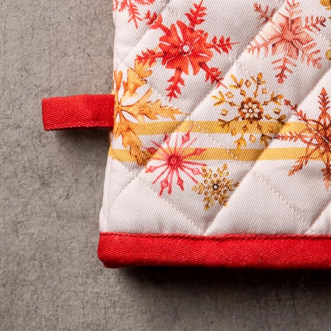 Maison d'Hermine Oven Gloves 100% Cotton Oven Mitt (7" x 13", Pack of 1) | With Loop Heat Resistant BBQ Cooking Gloves Baking Kitchen Handling Hot Pans Thanksgiving Christmas - Crystal Star