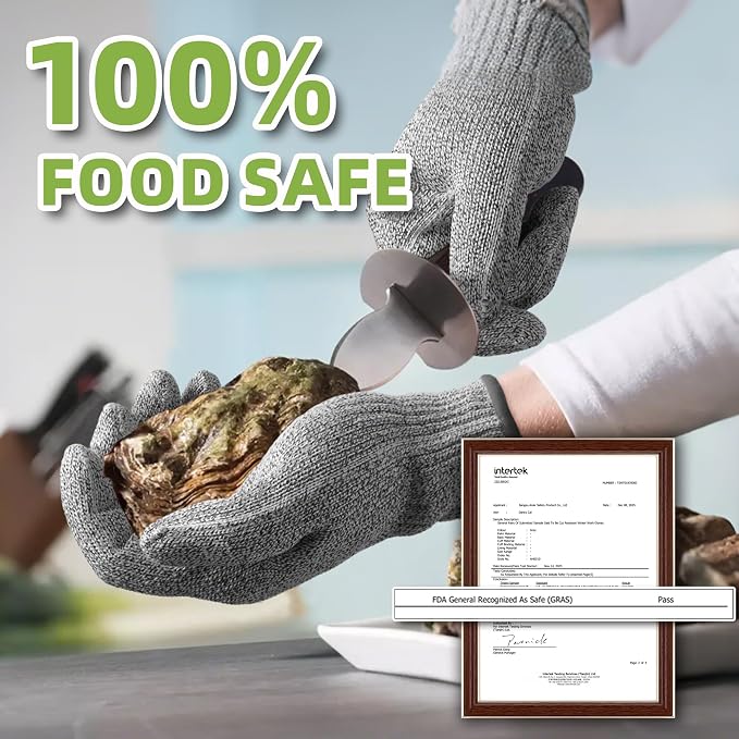 Schwer SlicePro ANSI A9 Cut Resistant Gloves, Food Grade Cutting Gloves for Kitchen Food Prep, Mandoline Gloves for Meat Cutting, Oyster Shucking, Fish Fillet Processing, PR1501-G, 10 Pairs, XL