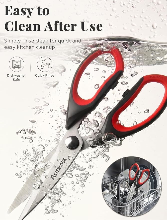 Astercook Kitchen Scissors 3 Pack, Heavy Duty All Purpose Kitchen Shears for Food and Packaging, Stainless Steel Food Scissors for Meat, Poultry, Herbs and Vegetables, Dishwasher Safe