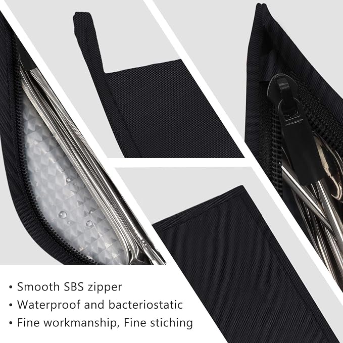 Aosbos Chopstick Carrying Case without Chopsticks, Reusable Chopsticks Bag, Chopsticks Sleeve, Travel Utensil Set Pouch for Metal, Bamboo, Stainless Steel Chopsticks - Black