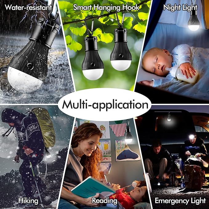 FLY2SKY Tent Lamp Portable LED Tent Lights 5 Packs Hook Hurricane Emergency Lights LED Camping Light Bulb Camping Tent Lantern Bulb Camping Equipment for Camping Hiking Backpacking Fishing Outage | Battery Powered LED Tent Lights Bulbs Outdoor Camping ...
