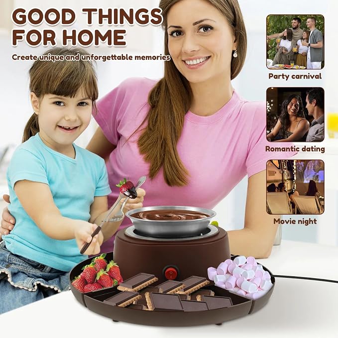 2 in 1 Smores Maker Tabletop Indoor Fondue Set, Smores Maker Tabletop Indoor Kit with Removable Trays & 4 Skewers Unique Couple Gift Set Idea, Parties, Date & Movie Night Supplies,Black