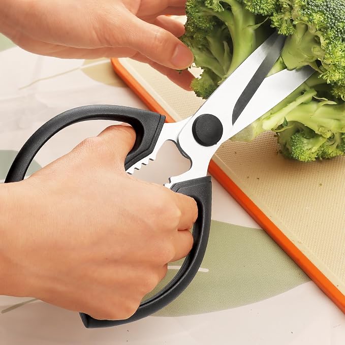 Kitchen Scissors, Heavy Duty Kitchen Shears with Sharp Stainless Steel Blades, Dishwasher Safe Cooking Scissors for Cutting Meat, Fish, Vegetables, Black
