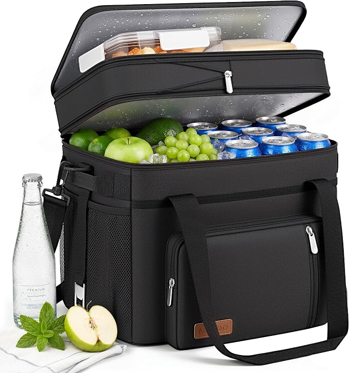 MIYCOO Cooler Bag with Expandable Double Deck, 60 Can Leakproof Cooler | Insulated Portable Soft Lunch Cooler, Extra Large Ice Chest Cooler for Beach, Picnic, Camping, Shopping