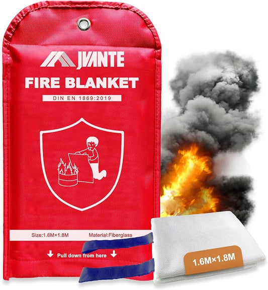 Emergency Fire Blanket for Home and Kitchen - 63"x71" Flame Suppression Fiberglass Fire Blankets for House Camping Car Office Warehouse Emergency Survival Safety - 1.6m - 1 Pack