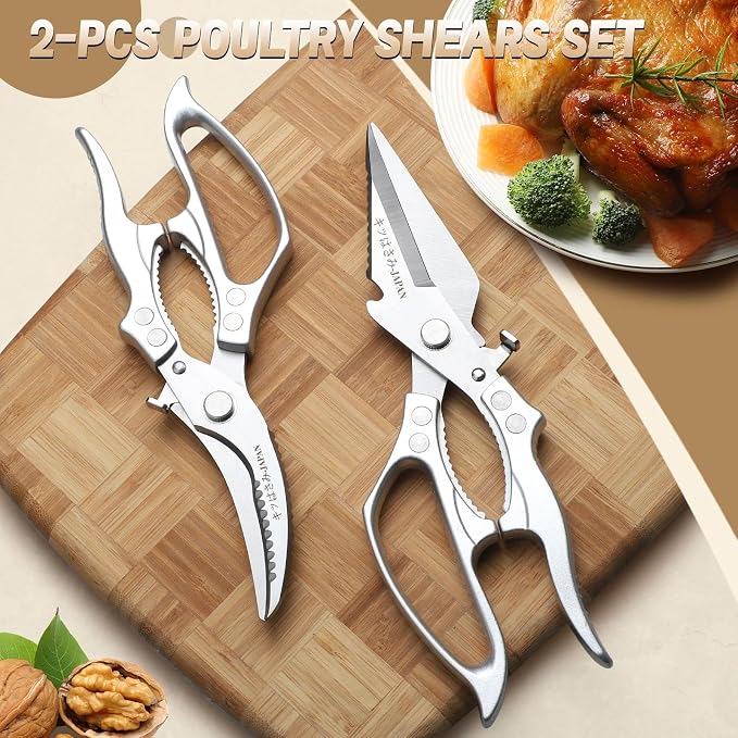 Freelander Kitchen Scissors Set - All Purpose Heavy Duty Poultry Shears | Japanese Kitchen Shears for Food, Chicken, Meat, Fish, Vegetables, Ergonomic Non-Slip Handle, Gifts for Women Men