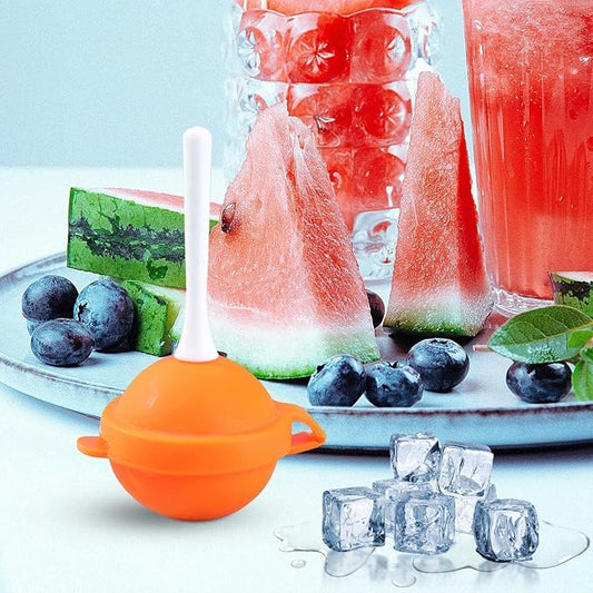 4PC Silicone Lollipop Ice Cream Maker, Reusable Homemade Popsicle Molds, Colorful DIY Lollipop Ice Cream Mold, Funny Silicone Popsicle Molds for Juice Yogurt Frozen Treats, Summer Party (Orange)