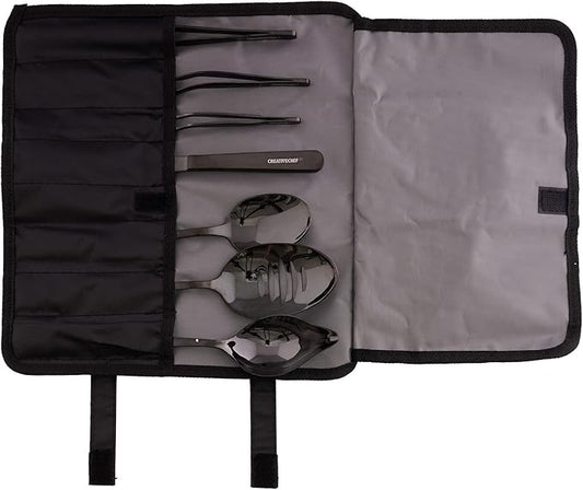 CREATIVECHEF 7 PCS Plating Tools Culinary Set Contains kitchen tweezers spatula Sauce plating spoon（Black）