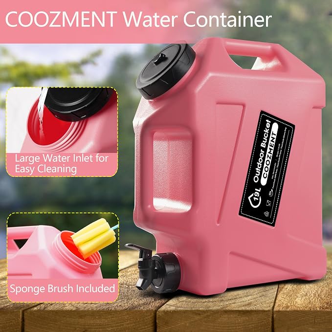 COOZMENT 3.2 Gallon/5 Gallon Water Containers with Spigot, BPA Free Water Jug, Military Green Water Tank, Multifunction Water Storage Containers for Camping Outdoor Hiking,Emergency Storage