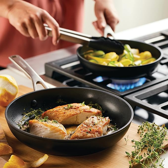 KitchenAid Hard Anodized Induction Nonstick Frying Pan Set/Skillets, 8.25 Inch and 10 Inch - Matte Black