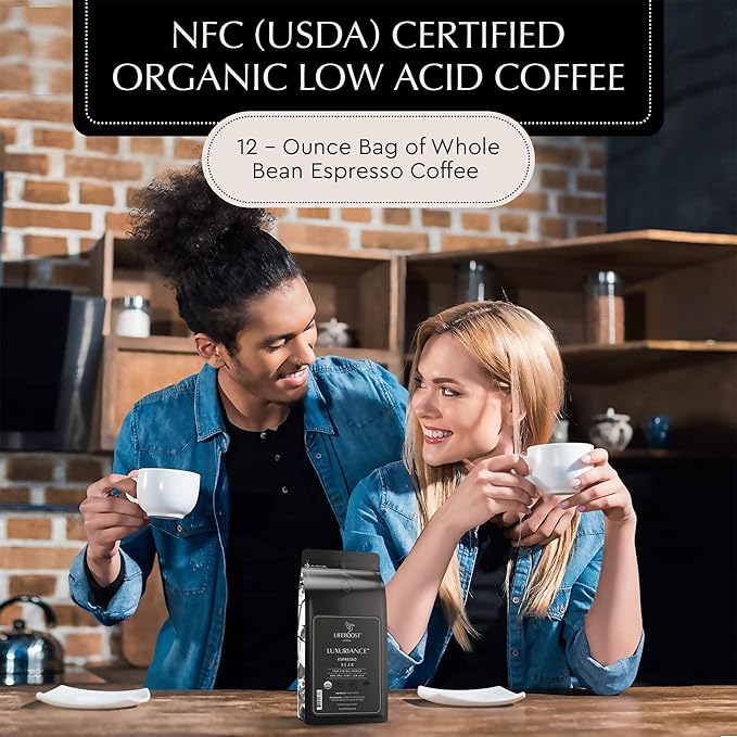 Lifeboost Organic Espresso Beans Whole - Non-GMO Low Acid Single Origin Organic Espresso Coffee - Third Party Tested For Mycotoxins & Pesticides - Whole Bean - 12 Ounces, Pack of 3