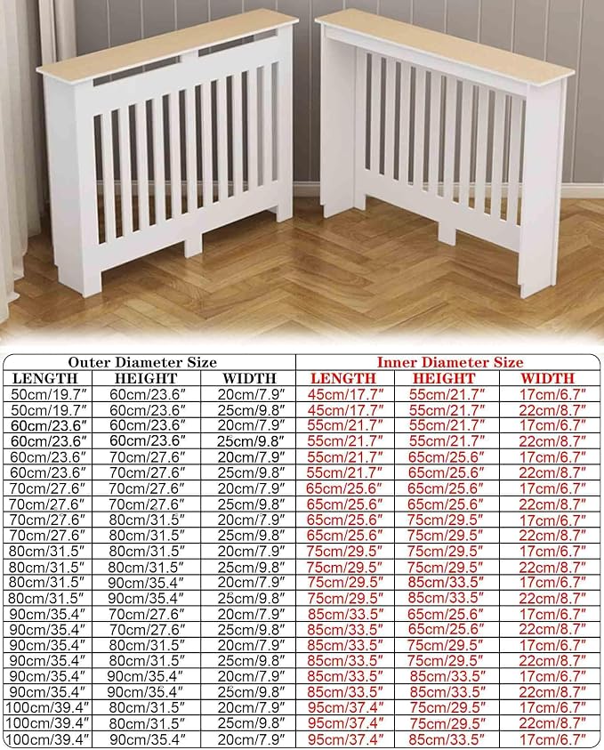 Modern Radiator Covers Wall Heater Cover Cabinet Shelf Bathroom Floor Radiator Shelve, Hide Cluttered Pipes/Easy to Install, Suitable for Household Living Room, White(35.4" Lx31.5 Hx9.8 W)