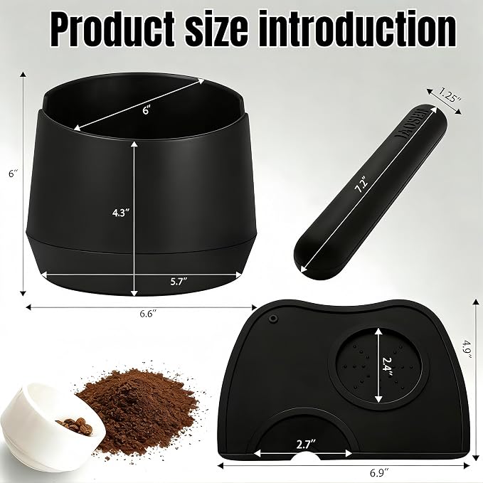 ABS Coffee Knock Box with Tamping Mat, Detachable Knock Bar, Non-Slip & Shock-Absorbent, Easy to Clean, Large Capacity 2Quarts/64OZ Coffee Grounds Container for Bar & Home Use, Coffee Accessory
