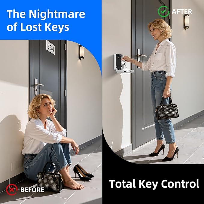Smart Lock Box, Key Lock Box for Outside, WiFi Lock Box App Controlled, Realtor Lock Box with Bluetooth Digital Keypad, Outdoor Security Box for Keys for Homeowners Families Agents Office