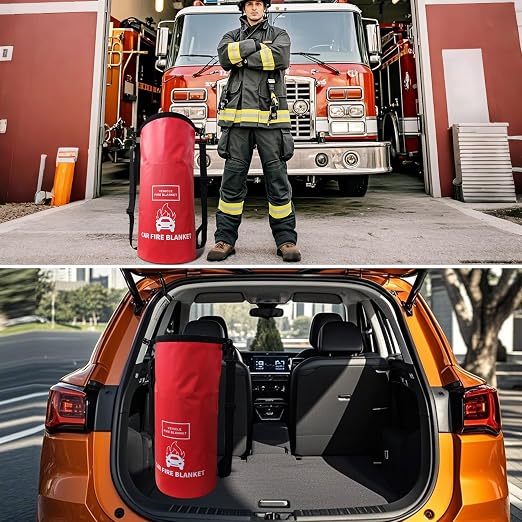 Vehicle Fire Blanket, Emergency Fire Extinguisher Blanket for Car,Survival Safety Fire Blanket for Automobiles, Motorcycles, Warehouses, House, Camping in the Wilderness (13.1x19.6ft)