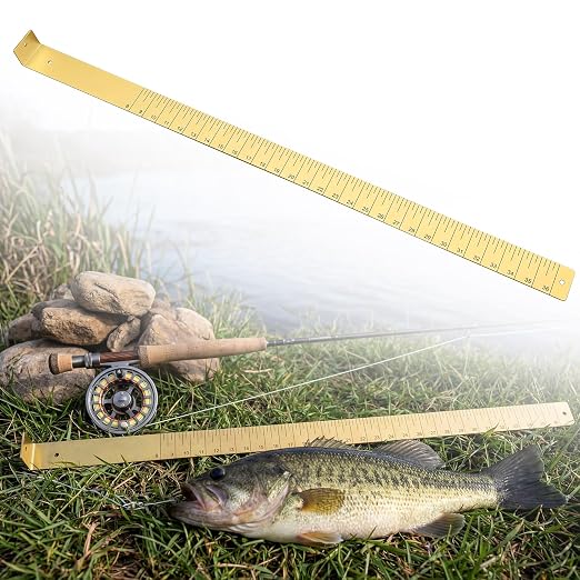 Zonon 1/8" x 2" x 36" Fish Measuring Board Anodized Aluminum Fish Ruler Yellow Corrosion Resistant Boat Measuring Tool for Fishing Competition Fresh and Salt Water