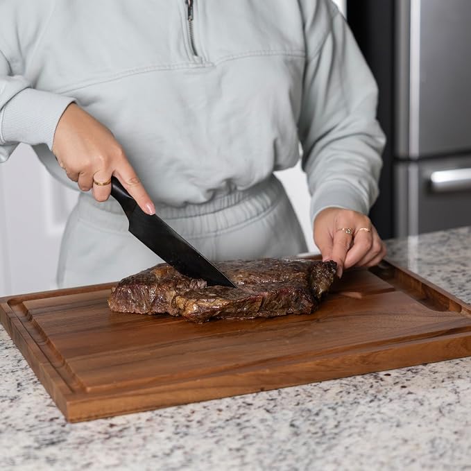 Ironwood Gourmet Osterbotten Rectangular Carving Board, 20" x 14" Acacia Wood Cutting Board With Juice Groove