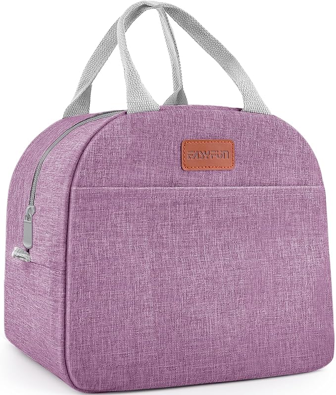 Lunch Bag for Women & Men Adult Insulated Lunch Box, Small Leakproof Cooler Food Lunch Containers Reusable High Capacity Lunch Tote Bags for Work, Travel, Outdoor - Deep purple