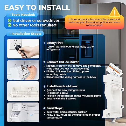 W11284458 W11088559 Refrigerator Ice Maker Replacement,Replace EAP12584610 AP6809232 PS12584610 (Upgraded OEM Quality) Easy Installation