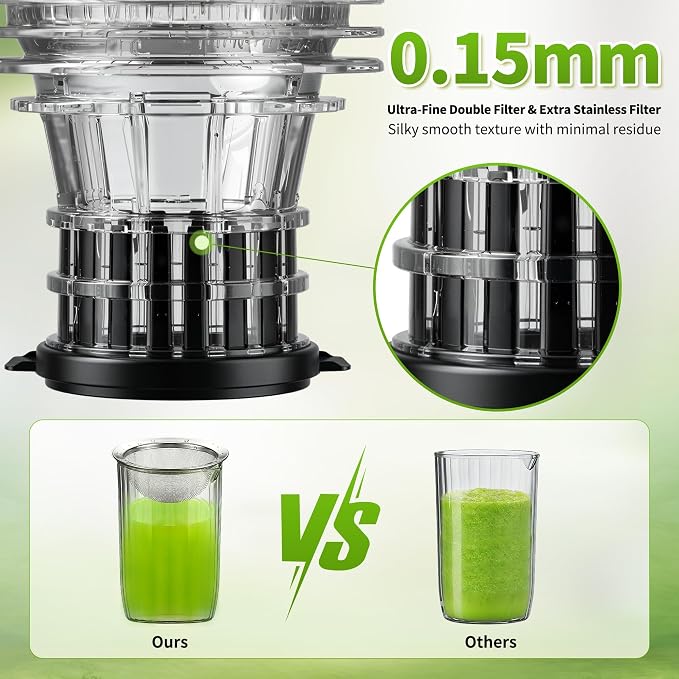 5ive Cold Press Juicer, 5.1" Juicer Press with 41oz Capacity for Fruits Veg | 300W Juicer Machines 99% Yield Juice Press Juice Maker with Recipe