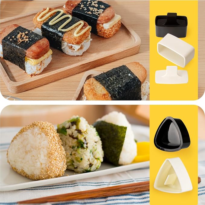 Musubi Press Mold Kit, 8-in-1 Hawaiian Musubi Maker Set | Luncheon Meat Slicer, Heart & Triangle Shapes for Sushi and Bento Making BPA-Free & Non-Stick, Easy to Clean