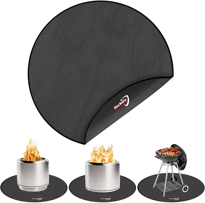 DocSafe 36" Fire Pit Mat for Solo Stove Bonfire,4 Layers Double-Sided Fireproof Under Grill Mat Protector for Deck,Patio,Round BBQ Mat Indoor Fireplace Pad for Solo Stove Accessories,Easy to Clean