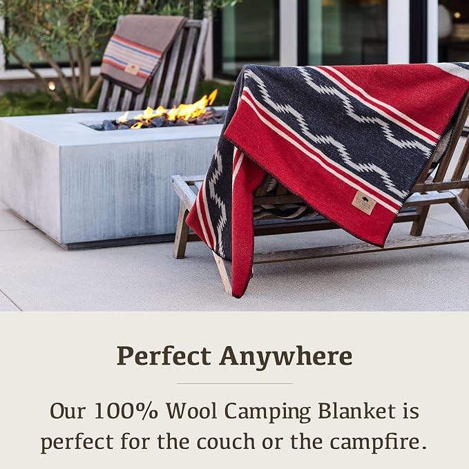 Chubbuck 100% Wool Blanket Camping (60" x 84") - Large Warm Blankets for Camping, Emergency, Outdoor Concerts and Home Use - Fire Retardant Blanket, Soft and Warm Blankets for Winter (Navigator)