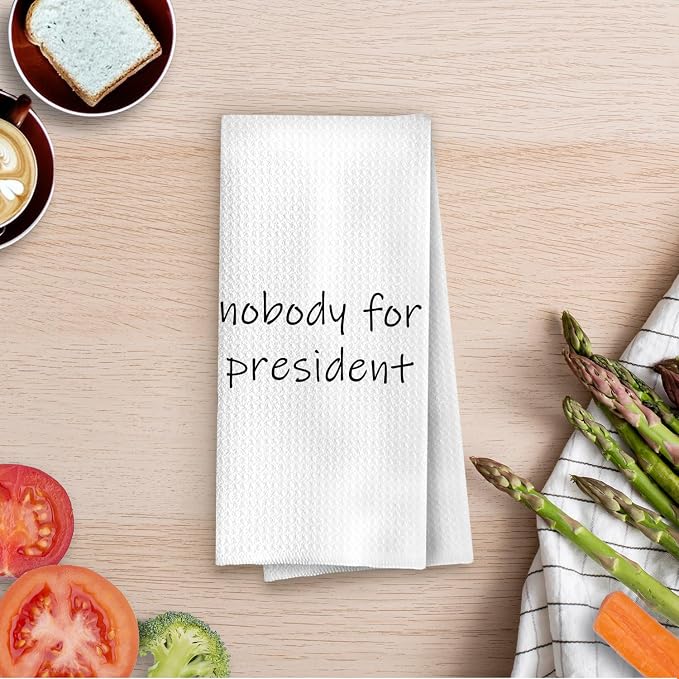 Sarcastic Political Kitchen Towels - Funny Political Gifts Decorative Waffle Dish Towels, Funny Kitchen Bathroom Decor, House Warming Gifts, 16x24 Inches