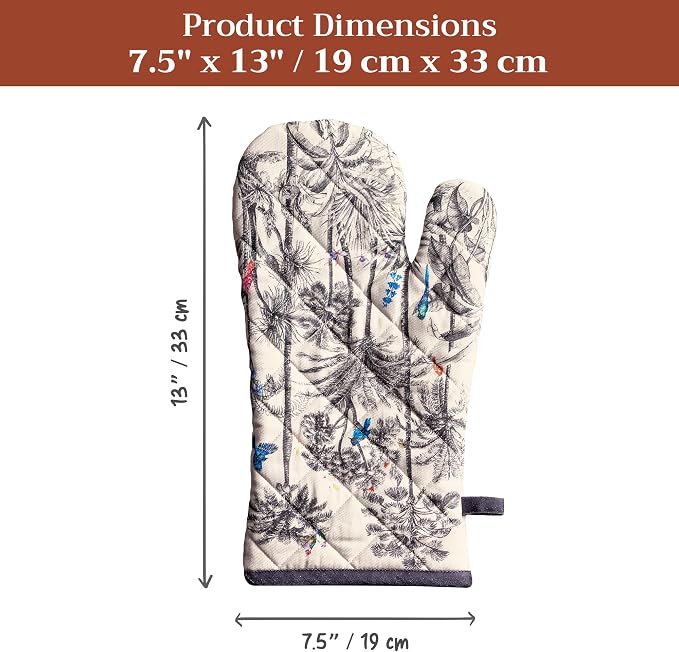Maison d'Hermine Oven Gloves 100% Cotton Oven Mitt (7" x 13", Pack of 1) | With Loop Heat Resistant BBQ Cooking Gloves Baking Kitchen Handling Hot Pans Thanksgiving Christmas - Amazonia