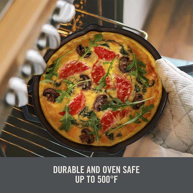 DASH Zakarian x Nonstick Cast Iron Skillet - Versatile Frying Pan Cookware - Oven-Safe Searing Skillet with Pour Spout and Quick-Clean Surface - Rust-Resistant - Black, 9.5-Inch