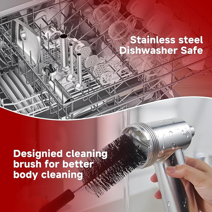 Meat Grinder Attachment for Kitchen Aid Stand Mixer, Food Attachment Included 4 Grinding Plates, 3 Sausage Stuffer Tubes & Holder, 2 Grinding Blades, Burger Press, Dishwasher Safe, Stainless Steel
