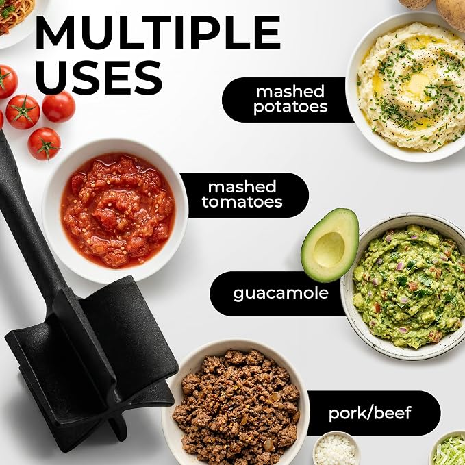 Zulay Kitchen Ground Meat Chopper Tool – 5-Blade Nylon Meat Chopper for Ground Beef, Non-Toxic Food Safe Meat Masher & Breaker, Heat Resistant to 180°C, Dishwasher Safe – Black