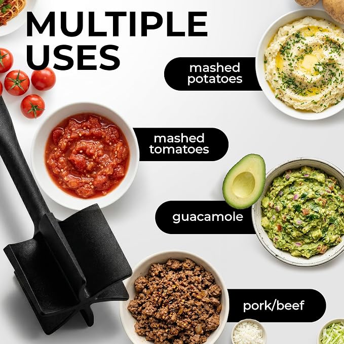Zulay Kitchen Ground Beef Chopper Tool – 5-Blade Nylon Meat Chopper for Ground Beef, Non-Toxic Food Safe Meat Masher & Breaker, Heat Resistant to 180°C, Dishwasher Safe – Navy