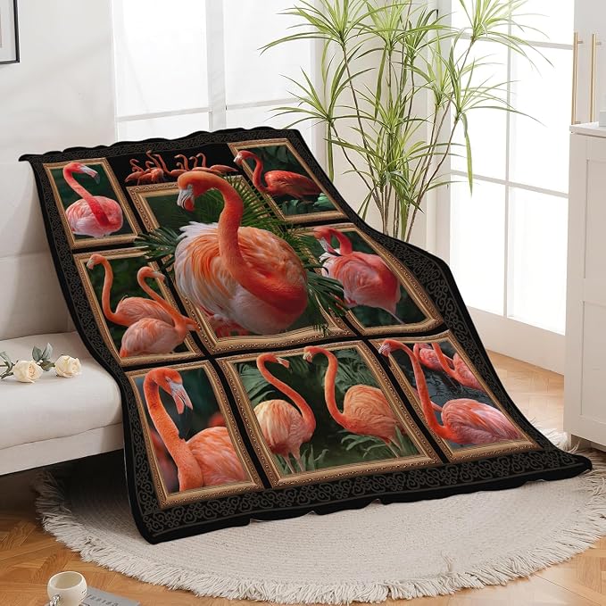 Yibuda Flamingo Blanket Bird Tropical Flannel Plush Throw Blanket Cozy Animal Decor Fleece Stuff Blanket Gifts for Lover Girls Boys Kids Adults Women Bed Travel 40"x50"
