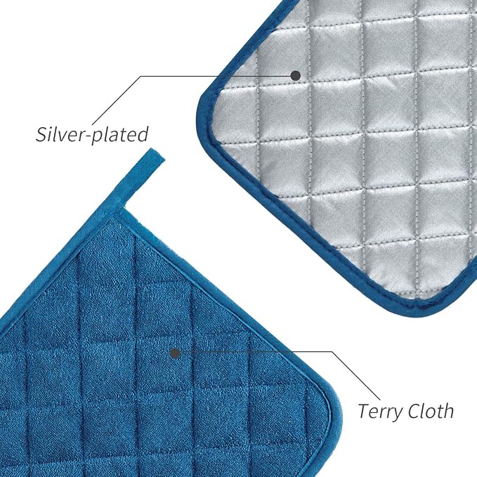 Joyhalo 4 Pack Pot Holders for Kitchen Clearance | Cotton Oven Holder with Great Heat Resistance, Potholders Sets for Kitchen, Countertops, Hot Pots and Pans, Federal Blue