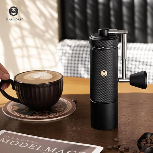TIMEMORE Chestnut S3 Coffee Grinder with External Point to Point Precision Digital Adjustment, Stainless Steel S2C890 Burr, 30g Capacity, Suitable for Travel/Camping.(S3 Black)