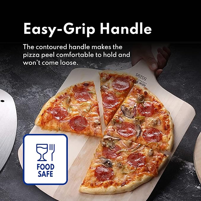 New Star Foodservice 50332 Restaurant-Grade Wooden Pizza Peel, 18" L x 16" W Plate, with 8" L Wooden Handle, 26" Overall Length