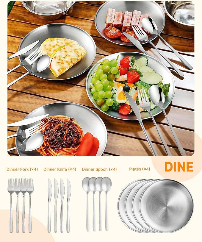 Gaialoop Portable Camping Cooking Utensils Set, Camp Kitchen Set with Organizer Bag, RV Essentials Outdoor Cooking Utensil Kit for Travel, Picnics, Camping, BBQs, Parties