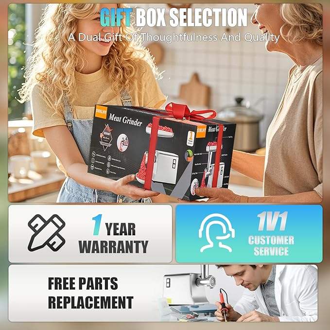 5.0 Upgrade Electric Meat Grinder,3S Grinding,Meat Grinders for Home Use-G | 【3500W Super Motor】【3 Sets 304 Stainless Steel Blade & Plate】Meat Grinder with Kubbe&Sausage Kit Perfect for Kubbe,Sausage