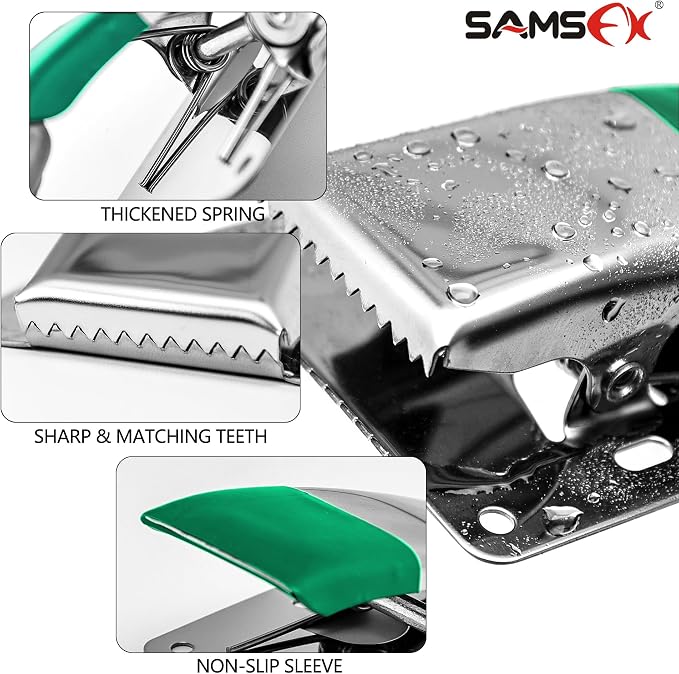 Fish Cleaning Board Tools - Fillet Clamp w/Screws Deep-Jaw Fish Tail Clip Board for Scaling Table Bait with Green Grip