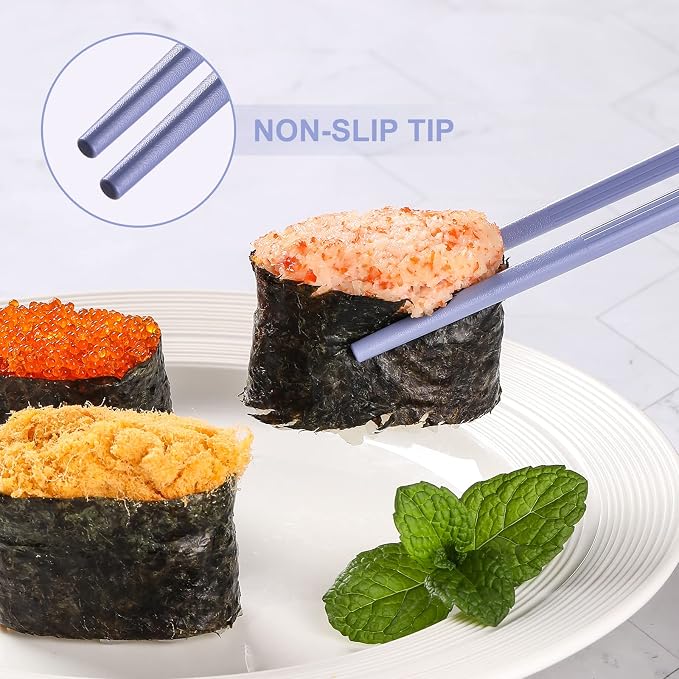 Hiware 10-Pair Reusable Fiberglass Chopsticks, Non-Slip Chop Sticks Set Japanese Style, Dishwasher Safe, 9.5-Inch