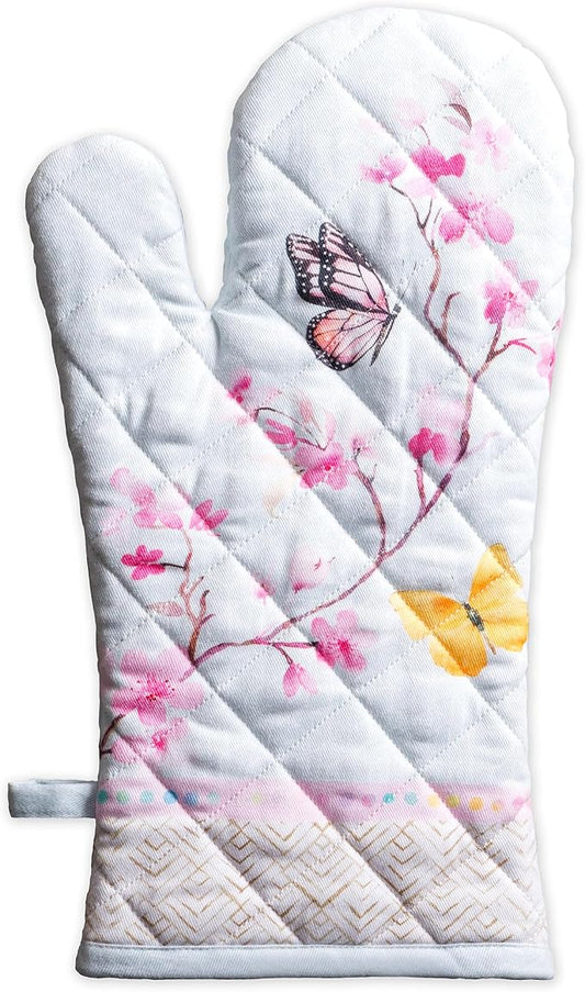 Maison d'Hermine Oven Gloves 100% Cotton Oven Mitt (7" x 13", Pack of 1) | With Loop Heat Resistant BBQ Cooking Gloves Baking Grilling Kitchen Handling Hot Pans Spring Summer - Blossoms in Spring