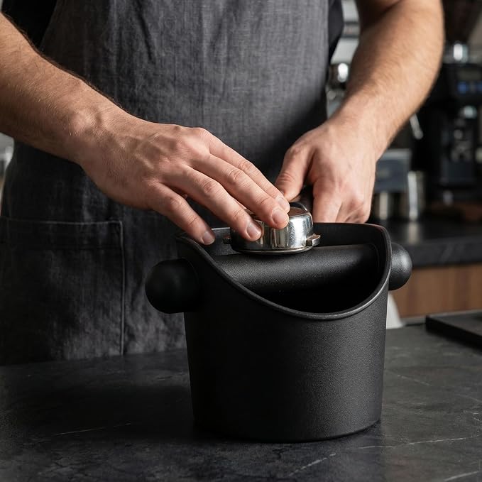 Coffee Grounds Knock Box, Espresso Puck Knock Box, 4 Inch Small Coffee Knock Box with Removable Knock Bar, Non-Slip Base, Compact Grounds Disposal Bin